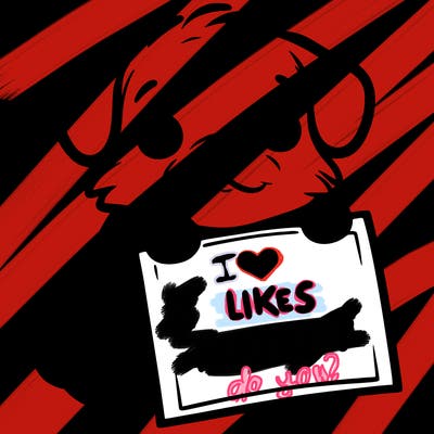 a puppy holding a sign that says 2 likes maybe?