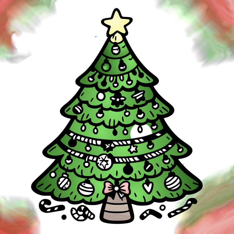 christmas tree with lots of details