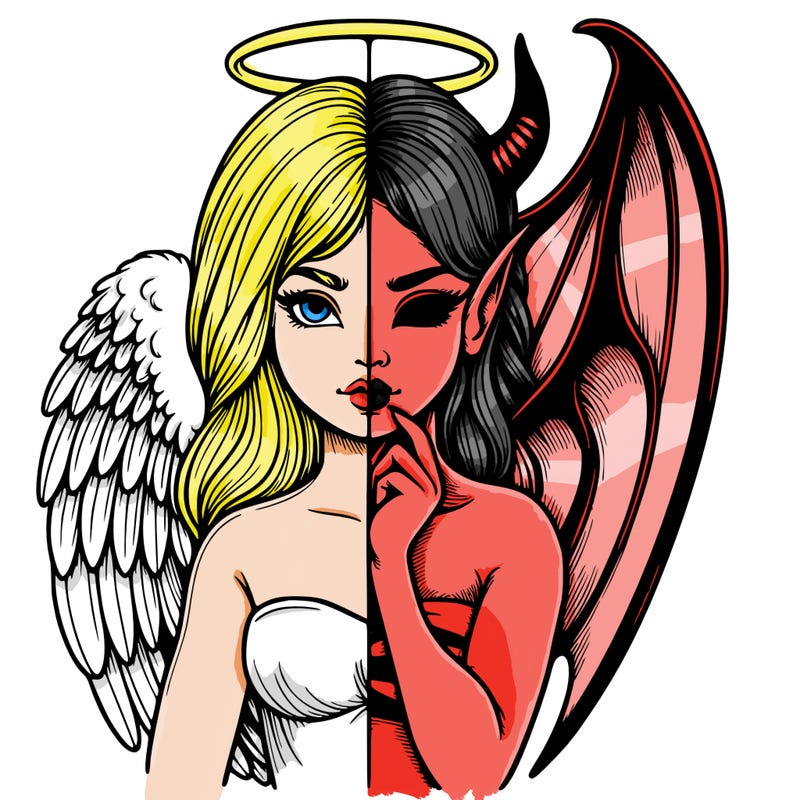 realistic angel half demon