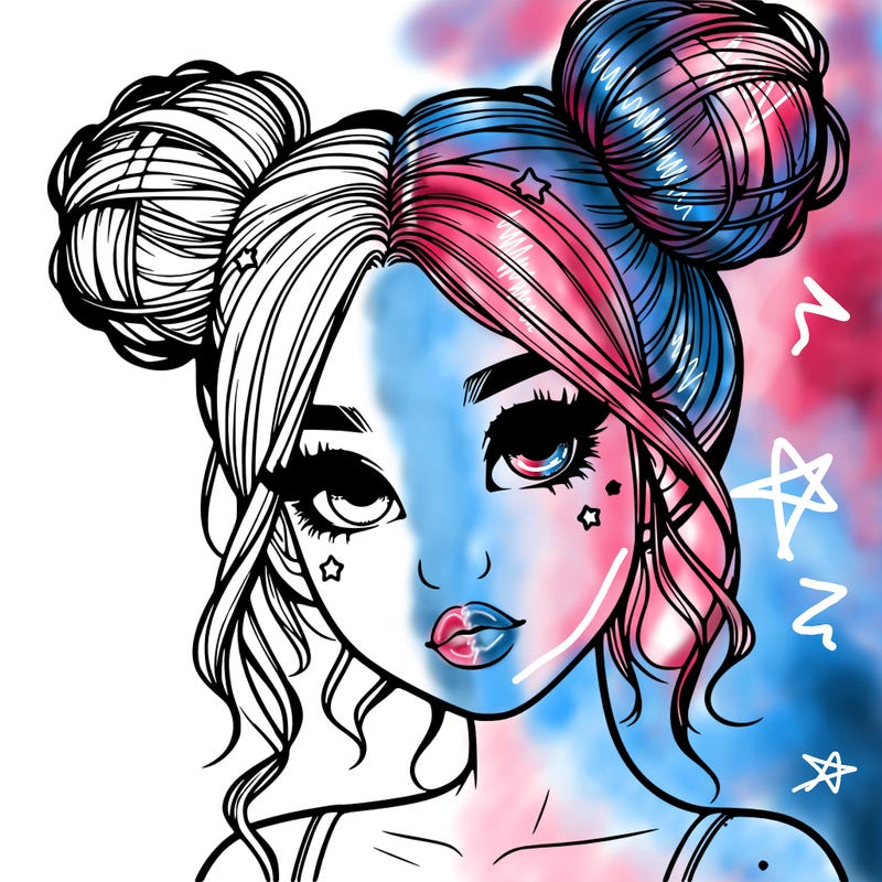 realistic girl with space buns