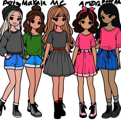 a group of five girls