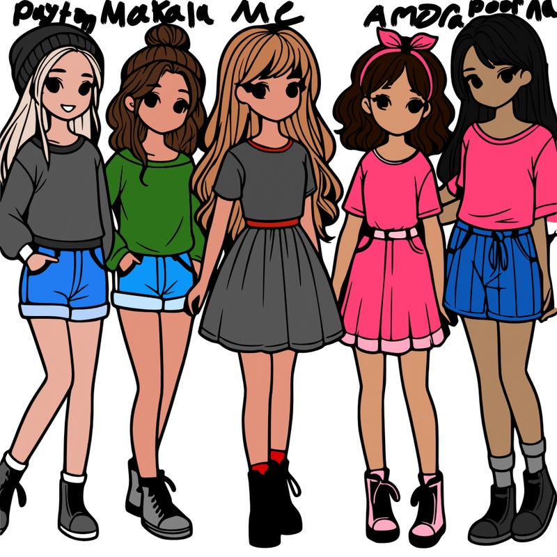 a group of five girls