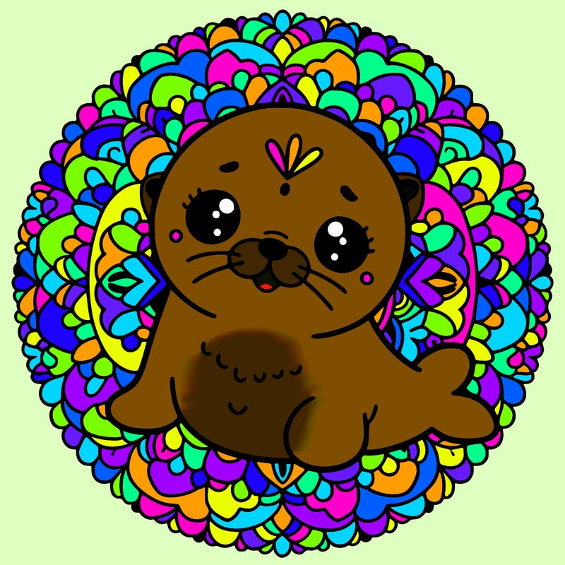 a cute baby seal mandala