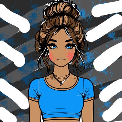 realistic girl with messy bun and croptop