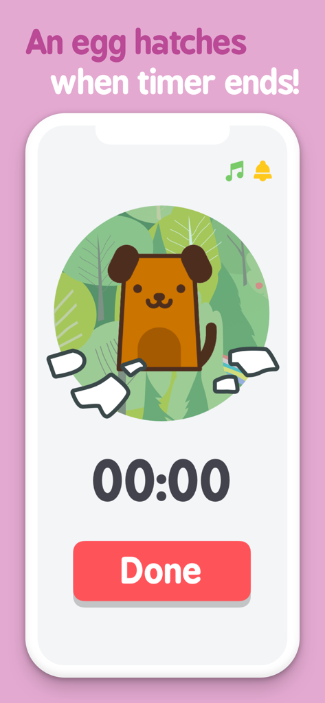Little Timer Hatch Countdown - Visual countdown timer for kids showing a cute dog hatching from an egg when the time ends