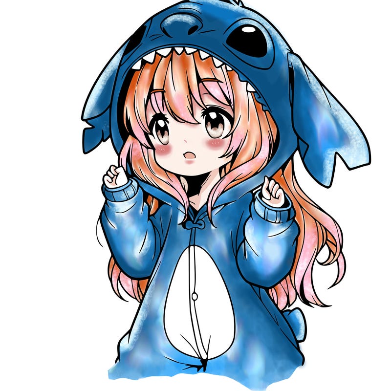 anime girl in a stitch onsie