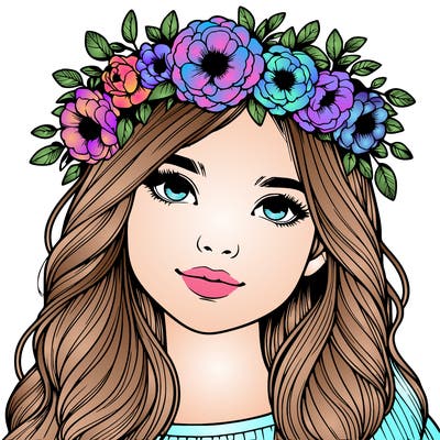 realistic girl with flower crown