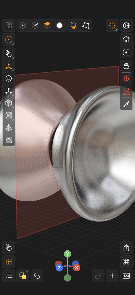 Valence 3D - Valence 3D app interface displaying professional 3D modeling with a metallic object and transformation tools