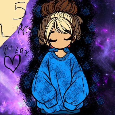 girl with baggy sweatshirt and messy bun