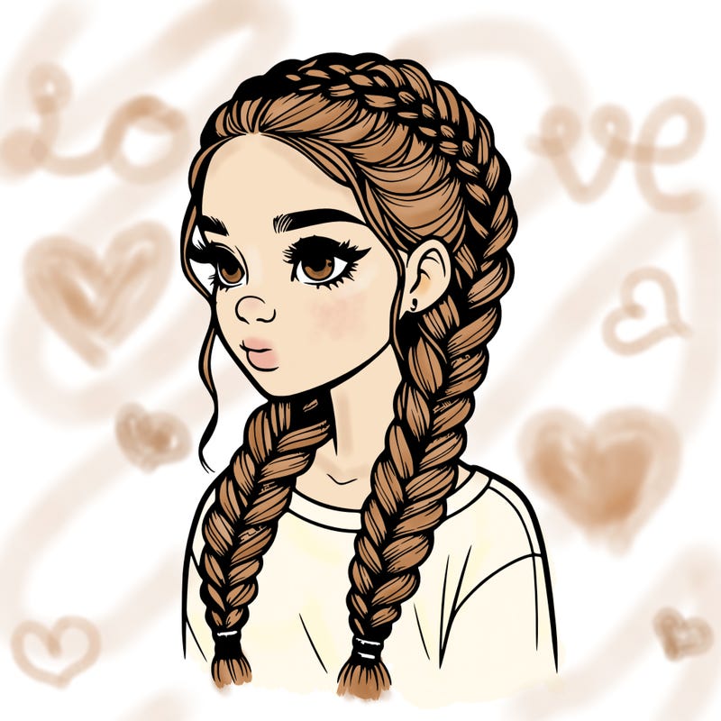 realistic girl with braids