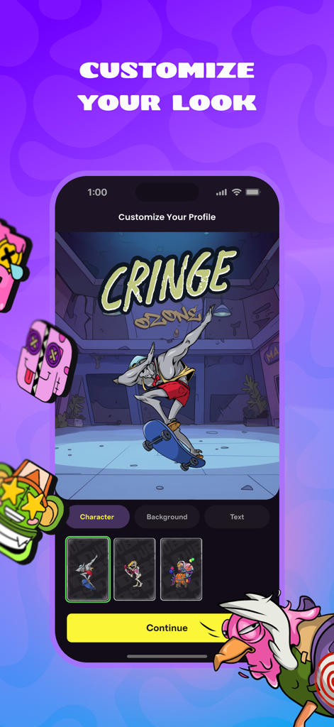 DUBS – Find Gaming Friends - Gamer profile customization screen in the DUBS app