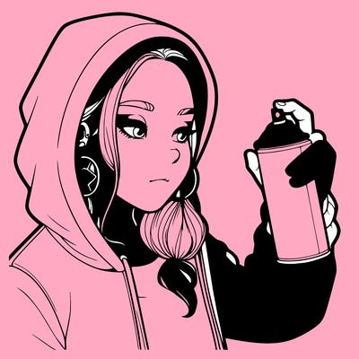 a realistic girl, spray painting