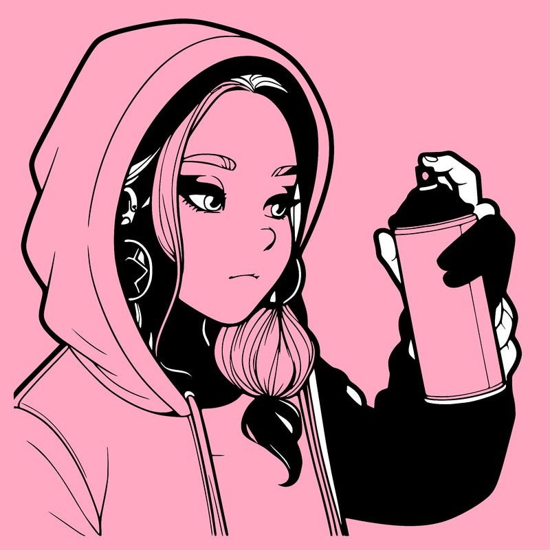 a realistic girl, spray painting