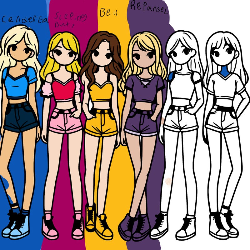 a group of girls wearing crop tops and shorts