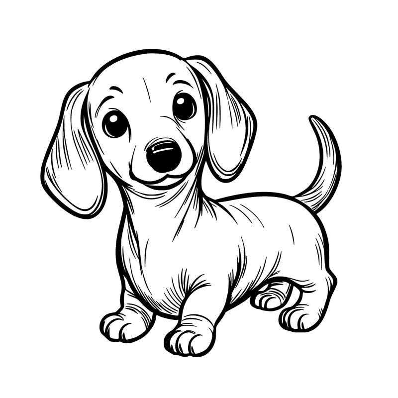 cute realistic, wiener dog