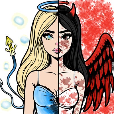 devil vs angel realistic girl