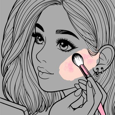 a realistic girl doing her makeup