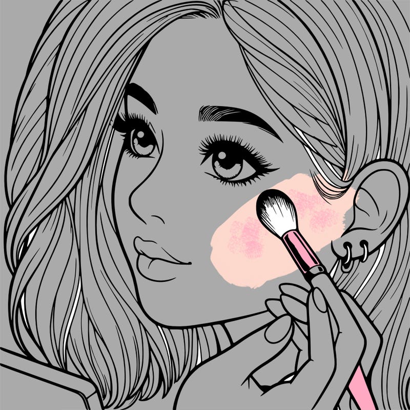 a realistic girl doing her makeup