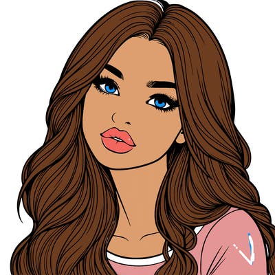 realistic girl with hair on her hair and lips