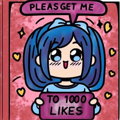 a girl saying please get me to 100 likes