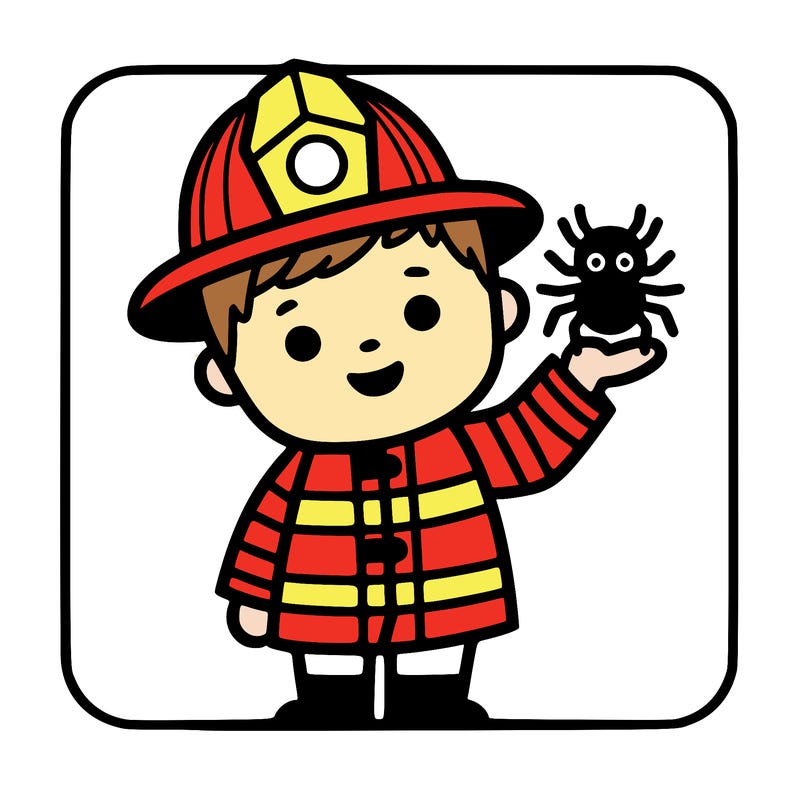 fireman holding a spider