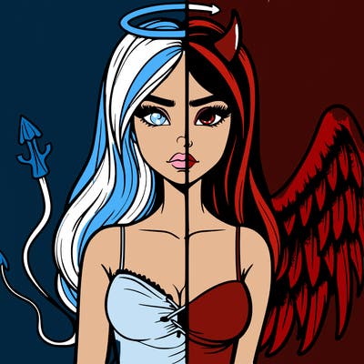 devil vs angel realistic girl
