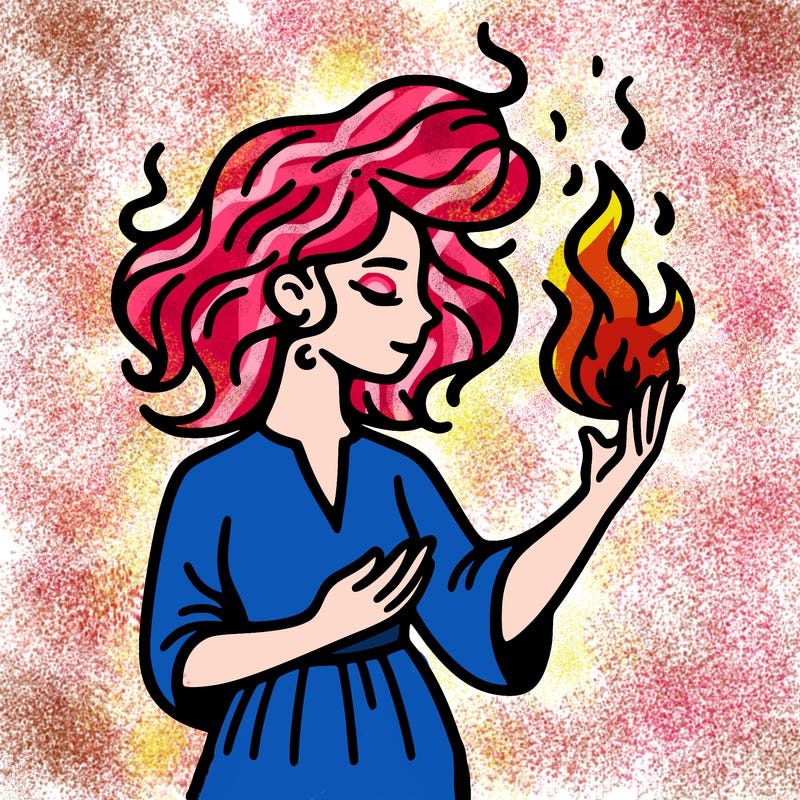 woman with fire