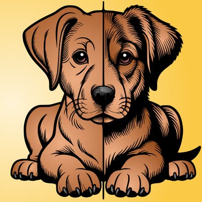 realistic dog split picture