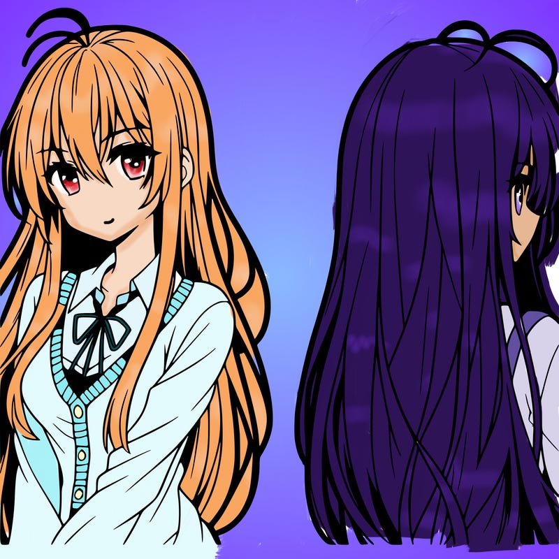 anime girl with her hair down