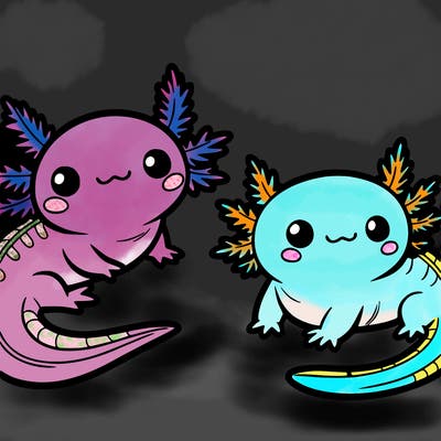 cute axolotls