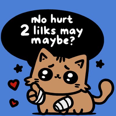 cute cat thats been hurt saiying 2 likes maybe