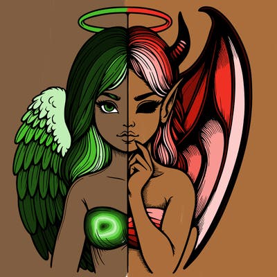 realistic angel half demon