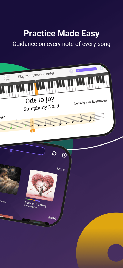 PianoDodo - Learn Piano Basics - PianoDodo app screen showing piano practice for Ode to Joy with a virtual keyboard
