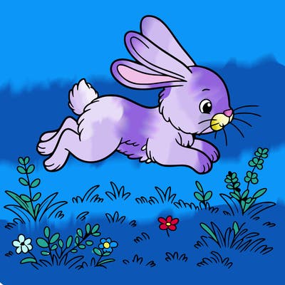 rabbit that jumps on a meadow