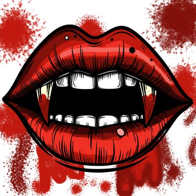 lips with vampire teeth