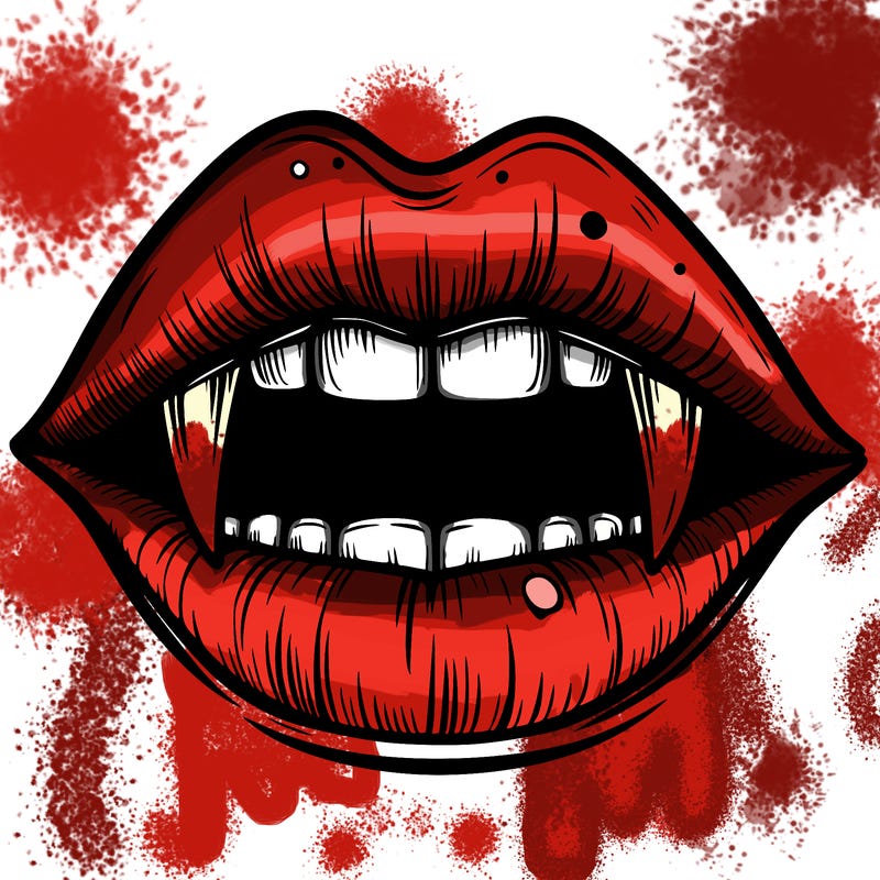 lips with vampire teeth