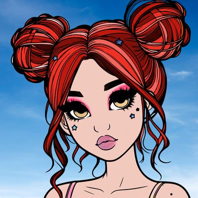 realistic girl with space buns