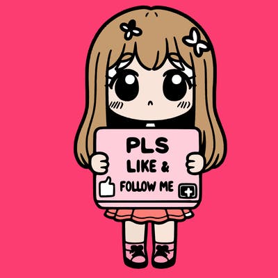 girl holding a sign that says pls like and follow me