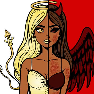 devil vs angel realistic girl