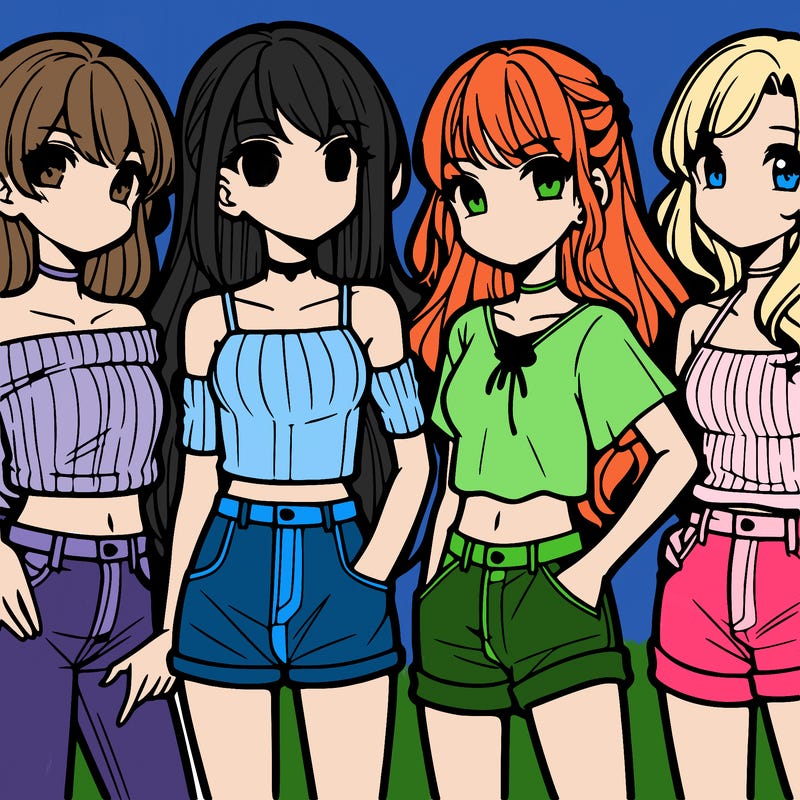 teen manga girls group of 4