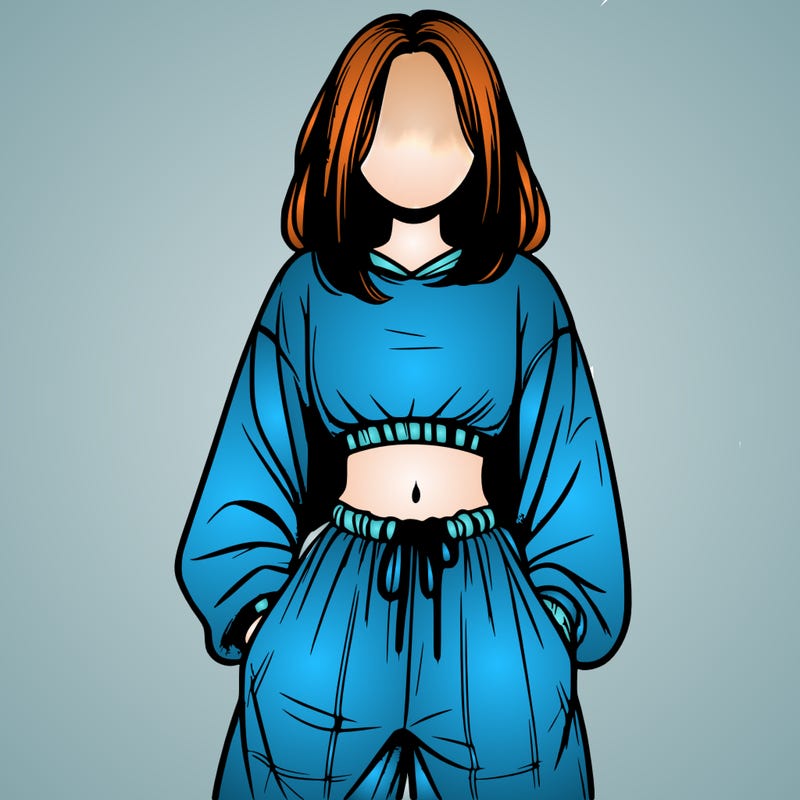 realistic girl faceless with baggy pants and a crop top