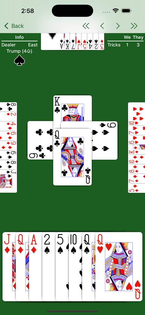 Whist - Expert AI - Gameplay of Whist Expert AI card game showing a match in progress on a green digital table