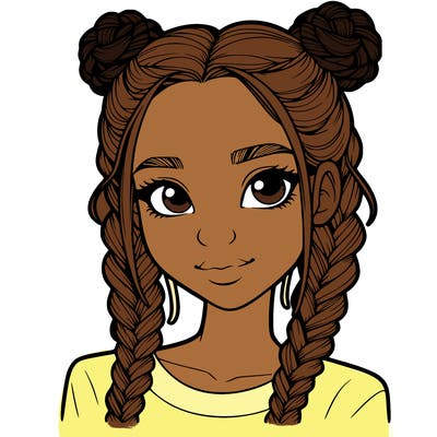 realistic girl with braids