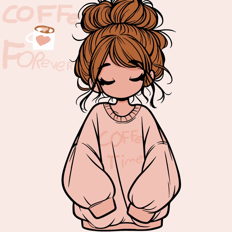 girl with baggy sweatshirt and messy bun