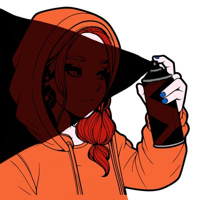 a realistic girl, spray painting