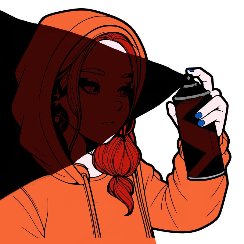 a realistic girl, spray painting