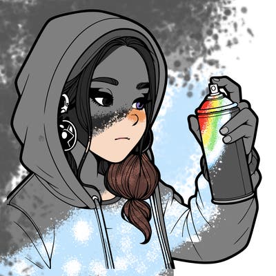 a realistic girl, spray painting