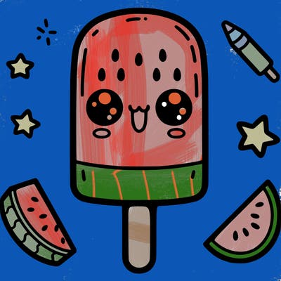 cute watermelon popsicle