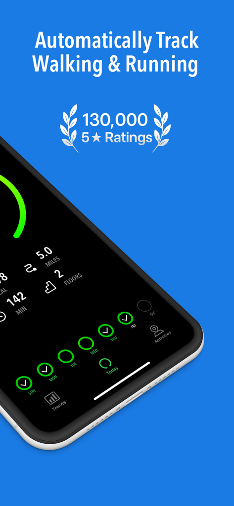 ActivityTracker Pedometer - ActivityTracker app interface showing automatic walking and running tracking stats