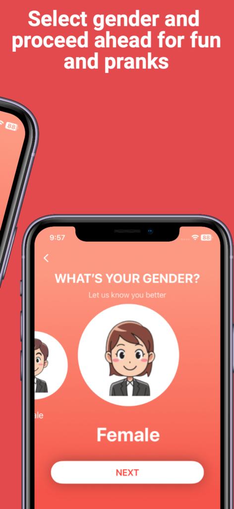 Emoji Remover - Photo Editor - Gender selection screen in the Emoji Remover prank app